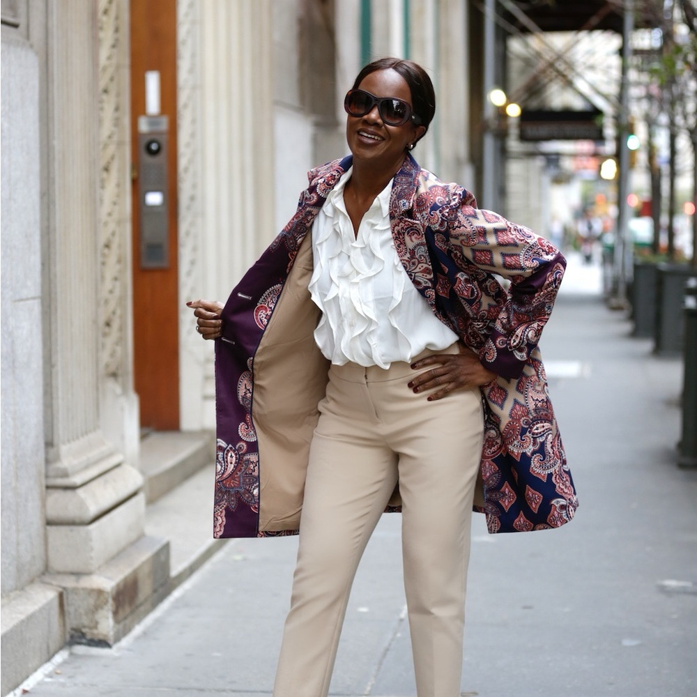 Chico’s Drama Coat Patched Print Outerwear Multicolored Size 2 ( 12/14US) - Picture 7 of 14